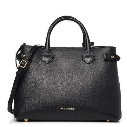 Burberry Calfskin House Check Medium Banner Tote Black 1 of 12