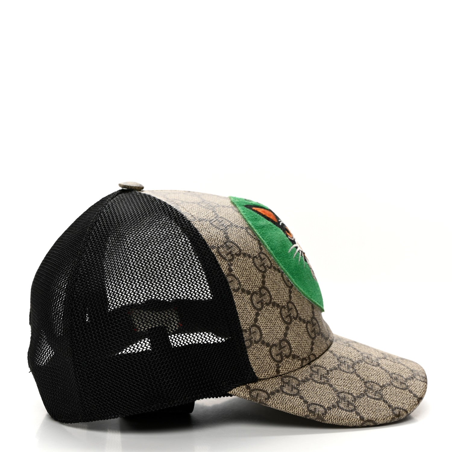 Gucci GG Supreme Monogram Bosco Patch Baseball Hat 57 Beige Green 4 of 9