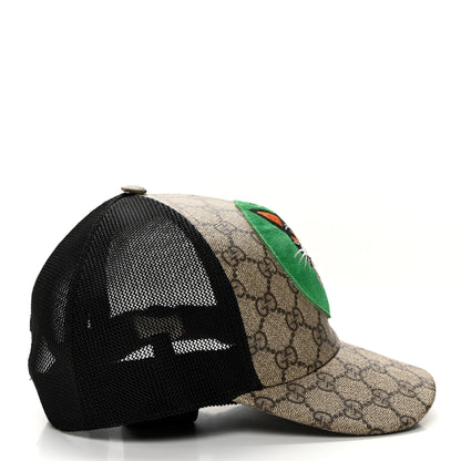 Gucci GG Supreme Monogram Bosco Patch Baseball Hat 57 Beige Green 4 of 9