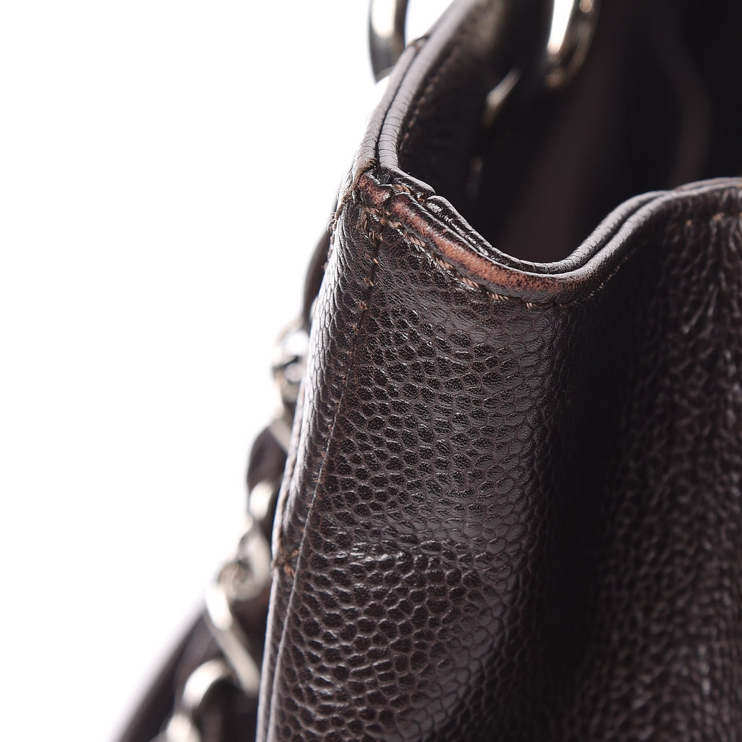 Caviar Quilted Grand Shopping Tote GST Dark Brown