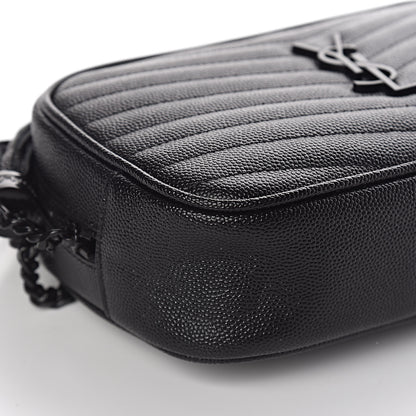 Saint Laurent Grain De Poudre Matelasse Monogram Mini Lou Camera Bag Black 8 of 11