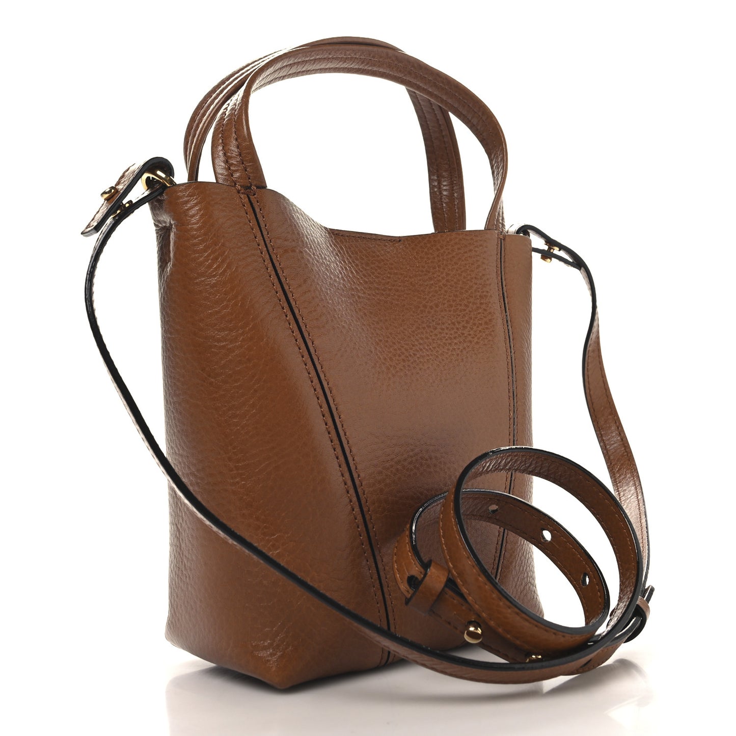 Grained Calfskin Small Spin Tote Clay Brown