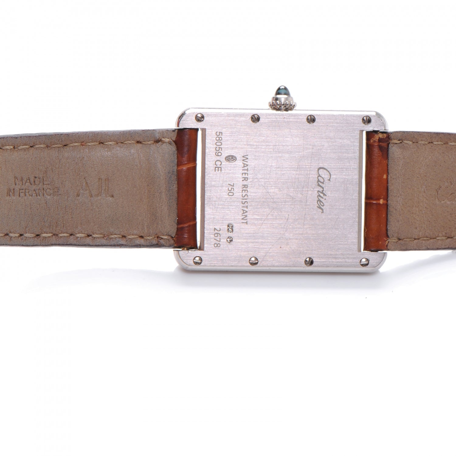 Cartier 18K White Gold Alligator 26mm Tank Louis Quartz Watch Brown 5 of 5