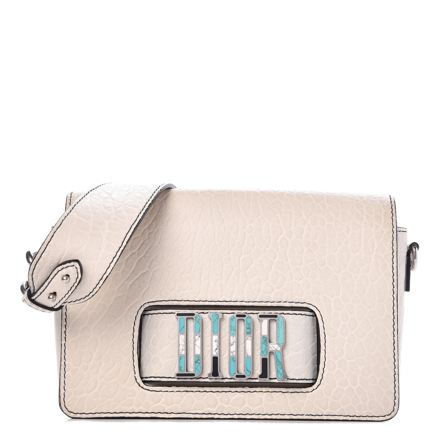 Grained Calfskin Dio(r)evolution Flap Bag White