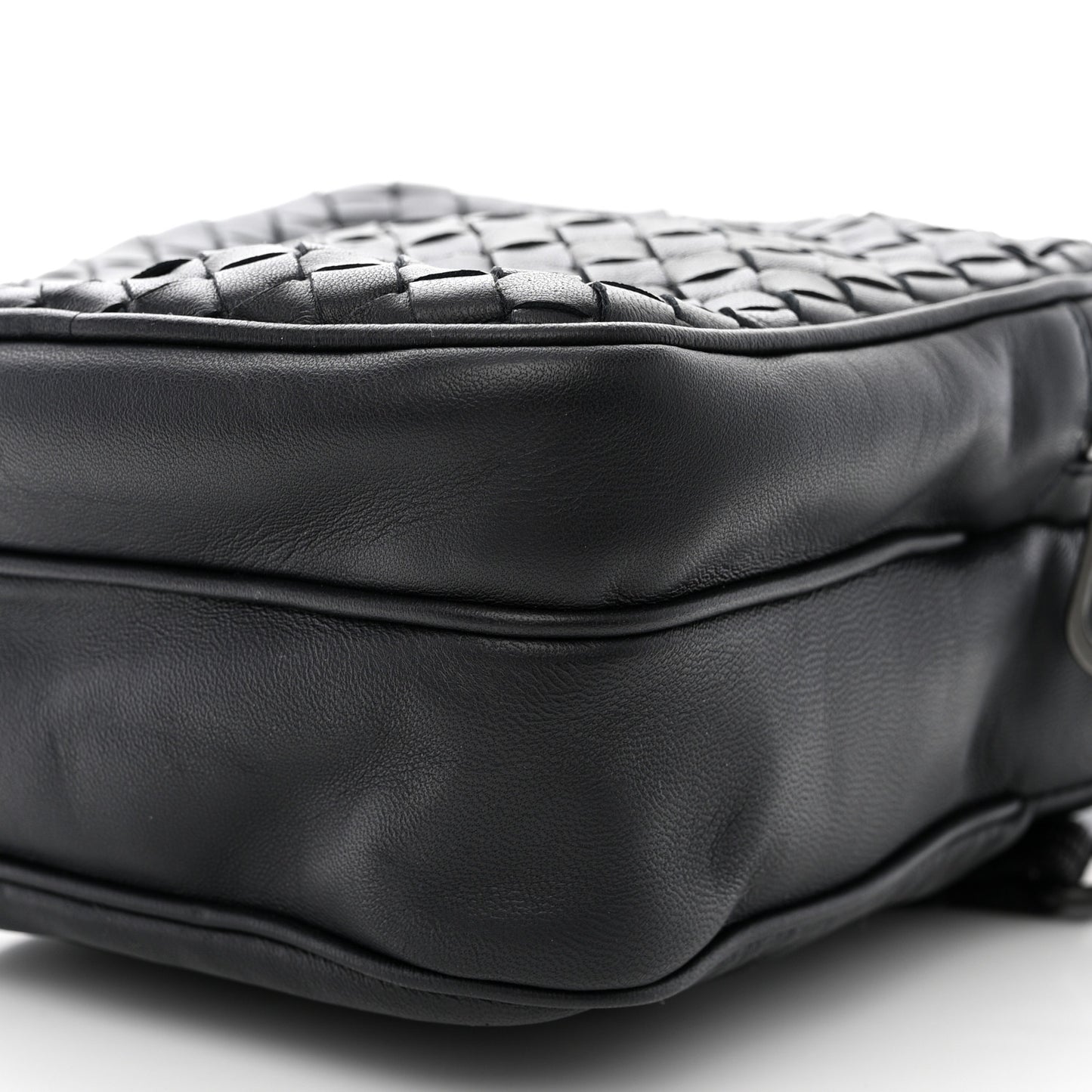 Nappa Intrecciato Crossbody Pouch Navy Black