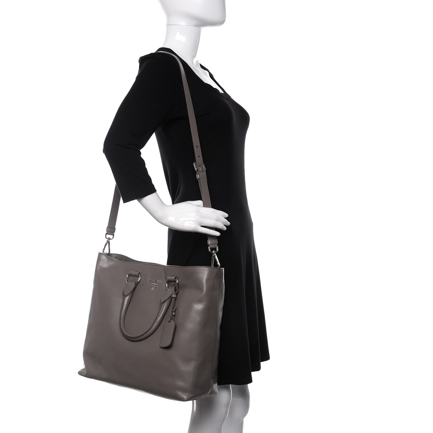 Prada Soft Calf Shopping Tote Argilla 2 of 13