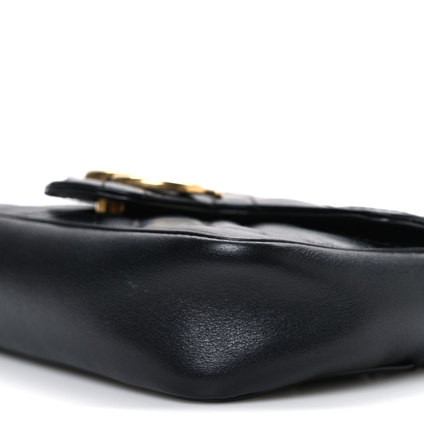 Calfskin Matelasse Super Mini GG Marmont Shoulder Bag Black