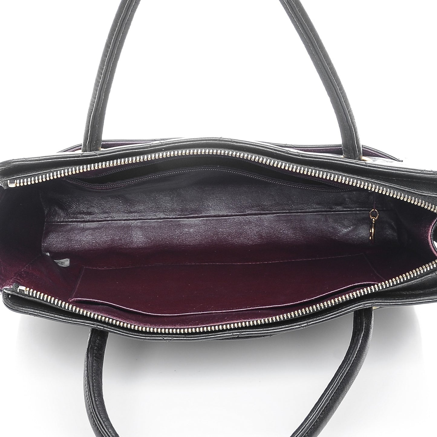 Lambskin Quilted Top Handle Bag Black