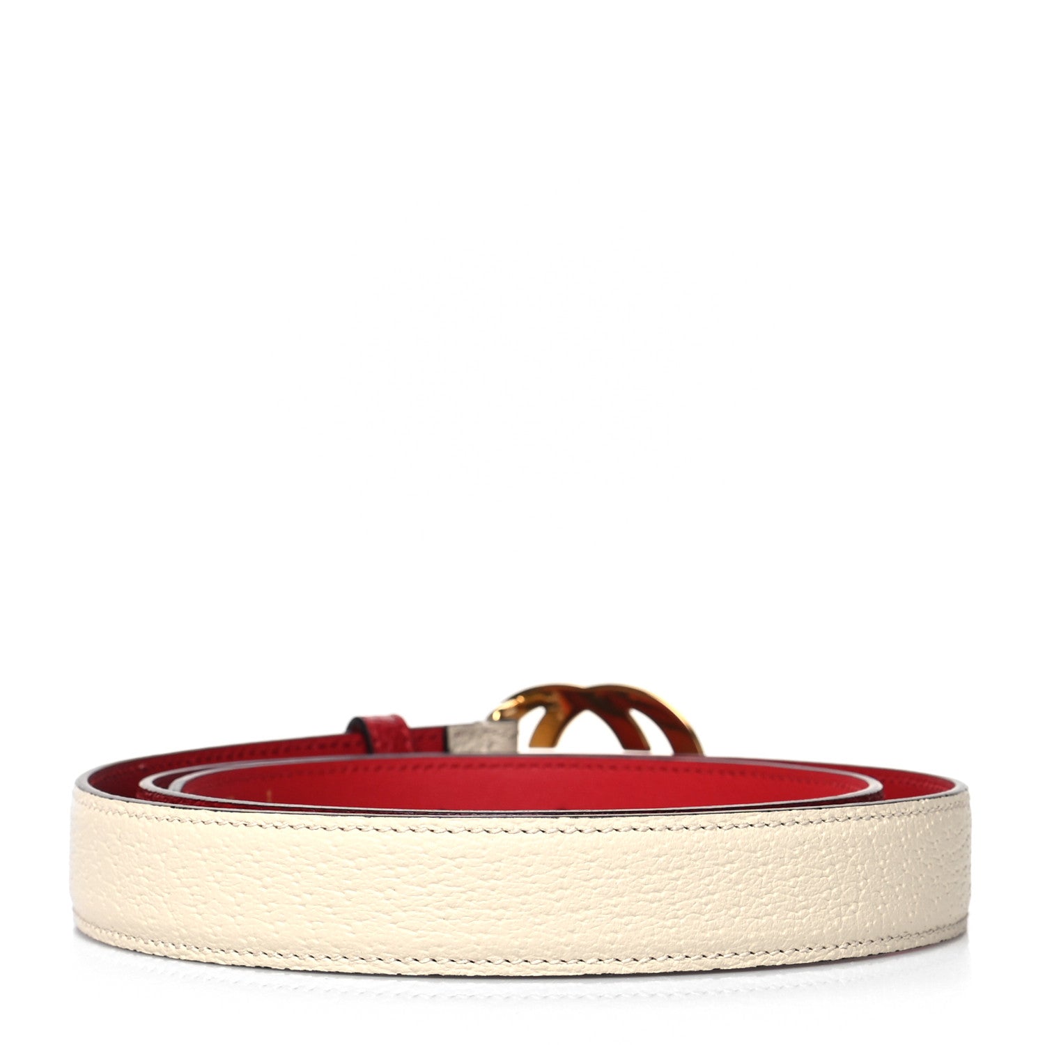 Gucci Textured Calfskin Interlocking G 25mm Belt 90 36 Hibiscus Red Mystic White 2 of 6