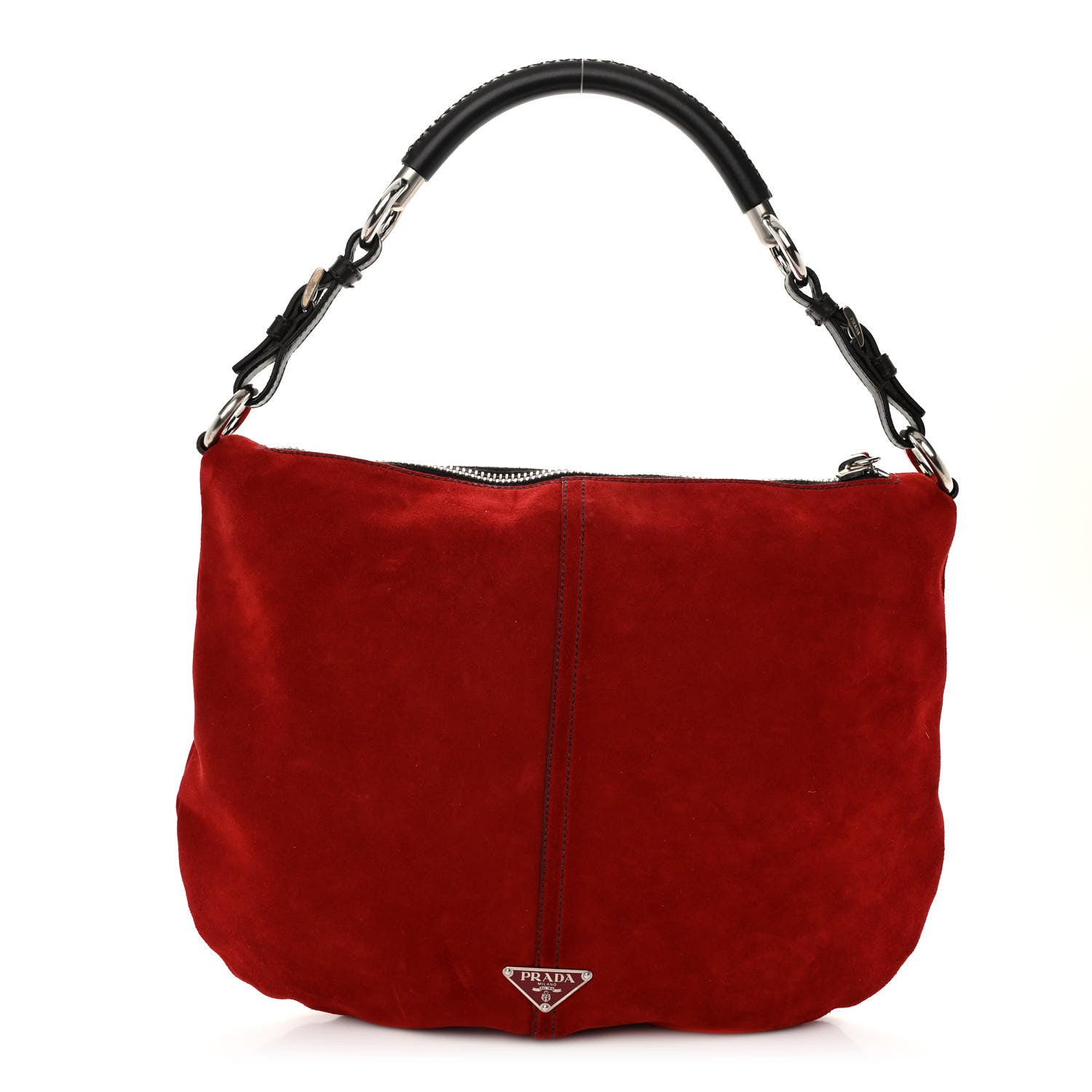 Prada Scamosciato Suede Hobo Rosso Moro 1 of 10