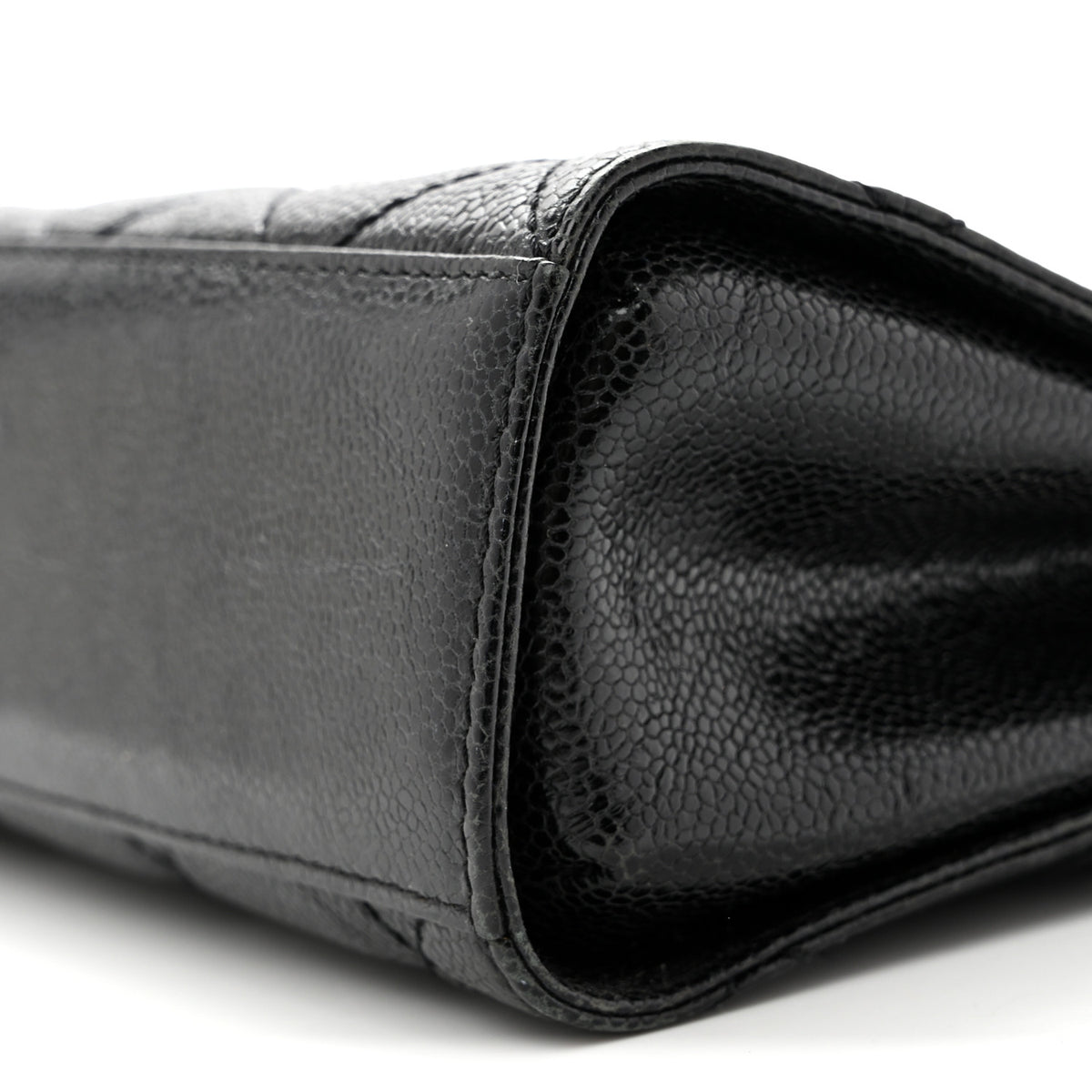 Crumpled Grained Calfskin Medium CC Crave Flap Black