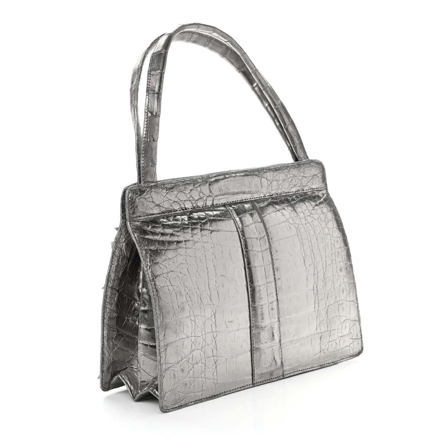 Nancy Gonzalez Metallic Crocodile Butterfly Bag Anthracite 3 of 10