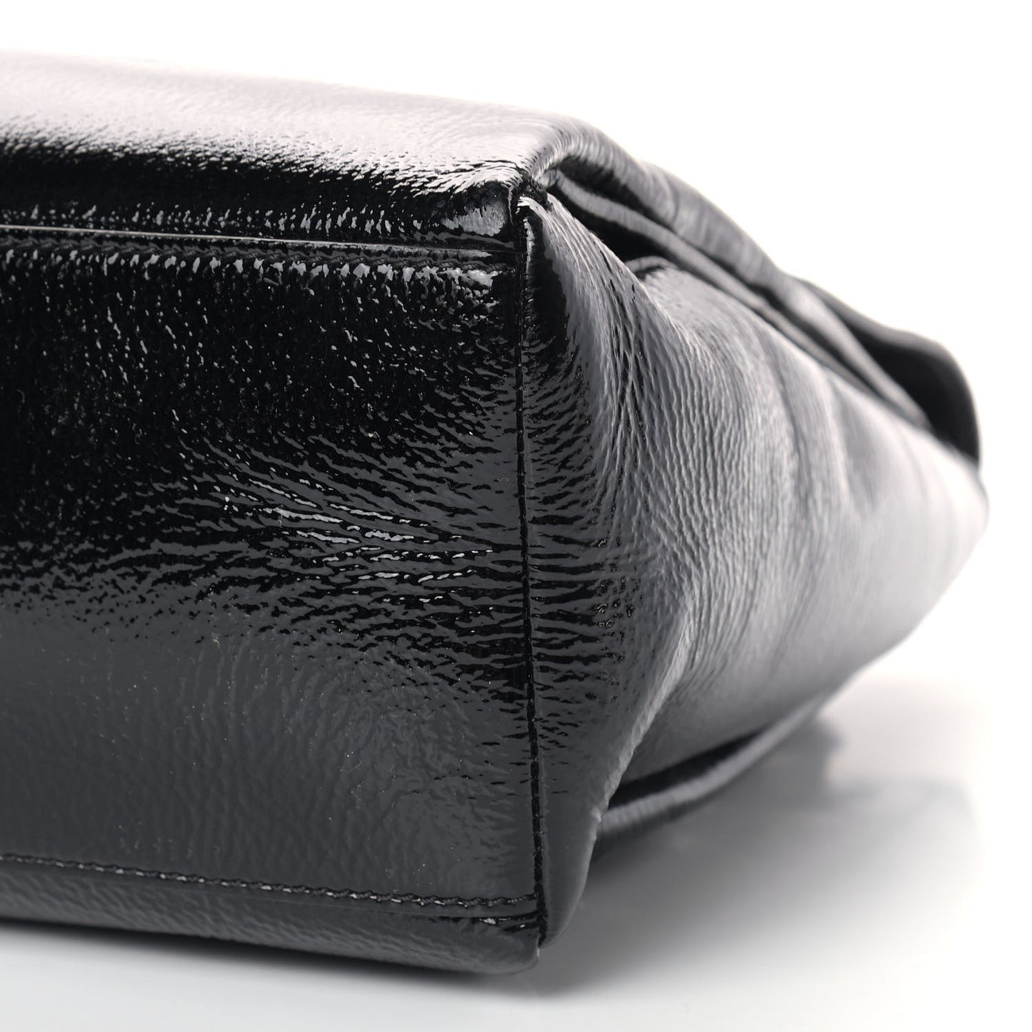 Crinkled Patent Small Pandora Pure Flap Bag Black