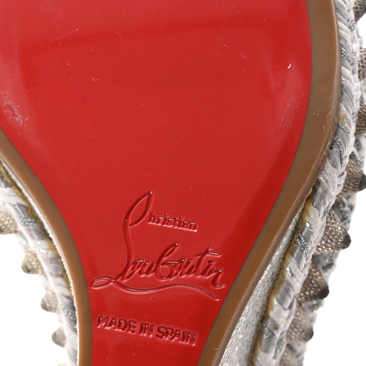 Glitter Calfskin Rope Spiked Lata 110 Wedges 37 Silver