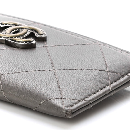 Chanel Calfskin Resin Stitched Card Holder Grey 9 of 11