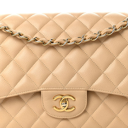 Chanel Caviar Quilted Jumbo Double Flap Beige Clair 8 of 13
