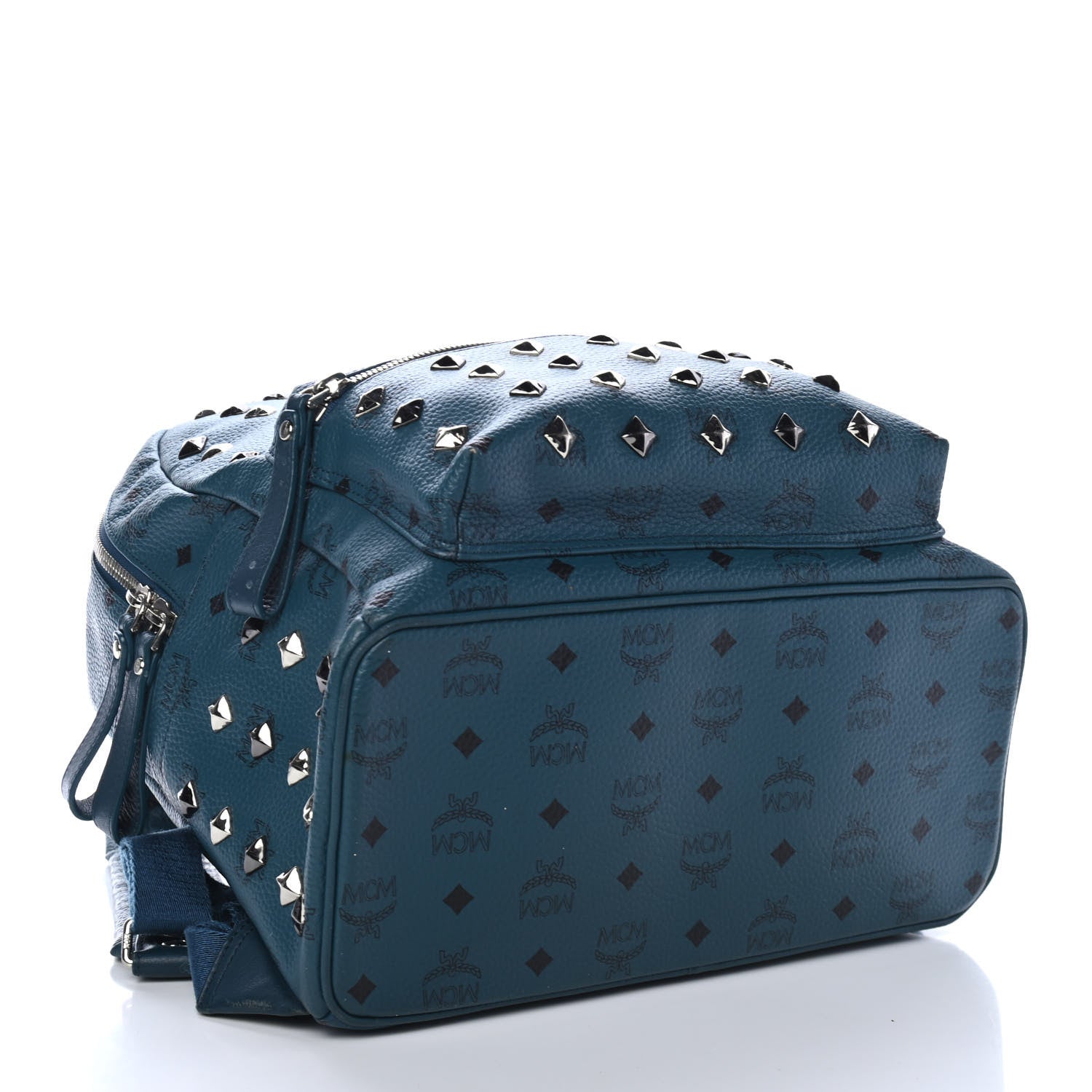 MCM Visetos Studded Stark Backpack Teal 3 of 4