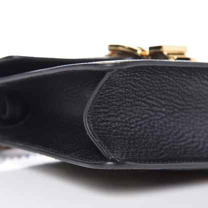 Gucci Textured Calfskin Bee Star Print Mini Sylvie Top Handle Bag Black 8 of 9