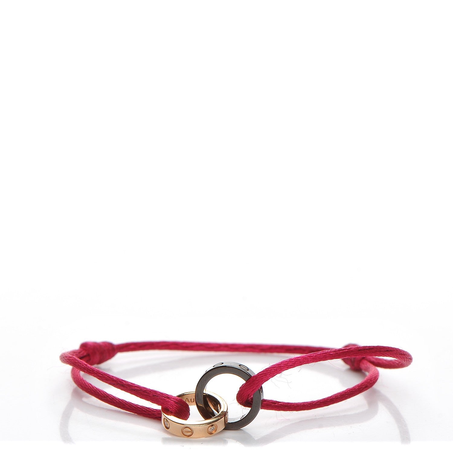 Cartier 18K Pink Gold Ceramic 4 Diamond LOVE Cord Bracelet Magenta 1 of 8