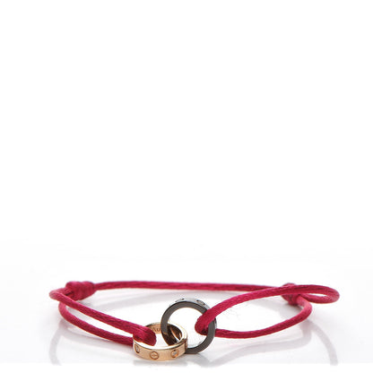 Cartier 18K Pink Gold Ceramic 4 Diamond LOVE Cord Bracelet Magenta 1 of 8