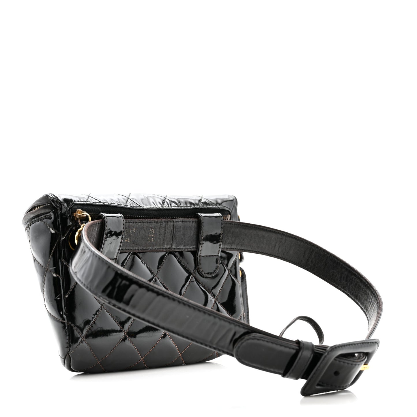 Patent Calfskin Quilted Waist Belt Bag 70 28 Black