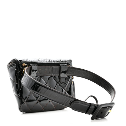 Chanel Patent Calfskin Quilted Waist Belt Bag 70 28 Black 3 of 14