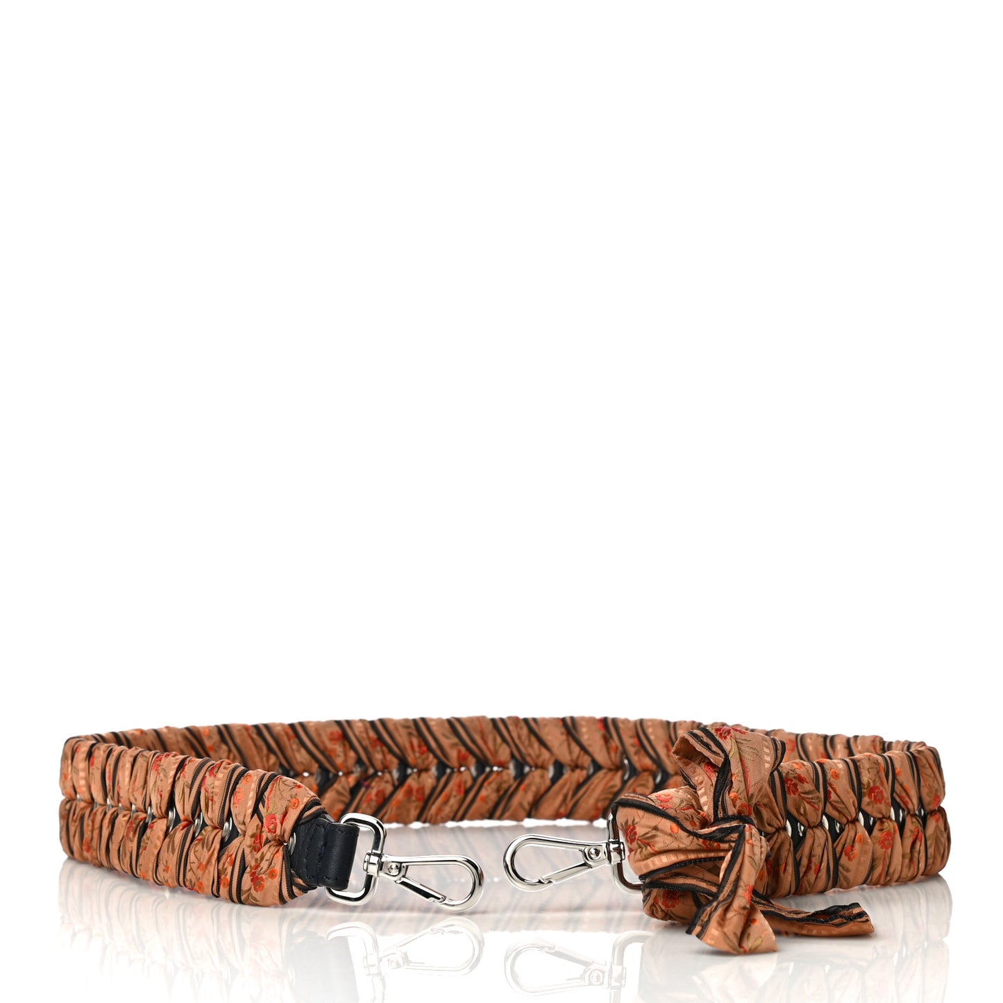 Calfskin Ribbon Lace Up Floral Strap You Brown