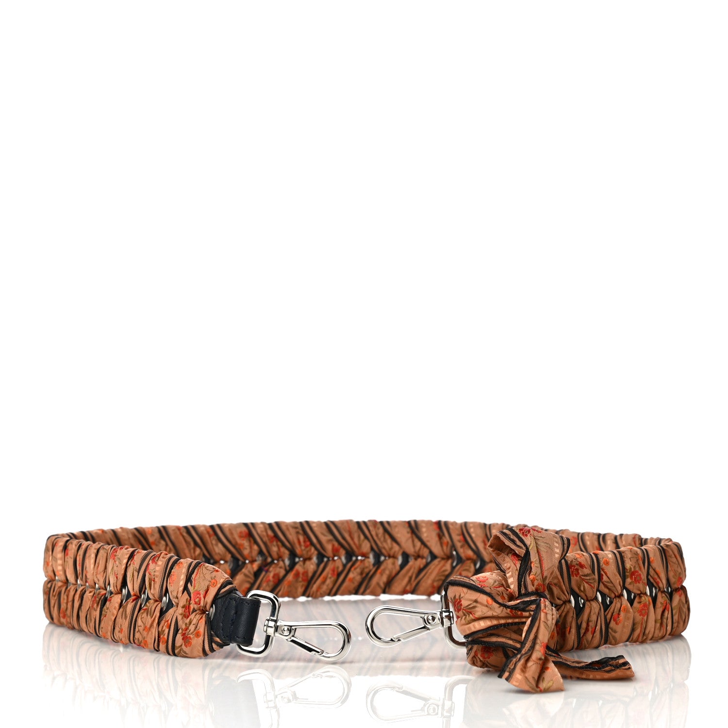 Fendi Calfskin Ribbon Lace Up Floral Strap You Brown 6 of 6