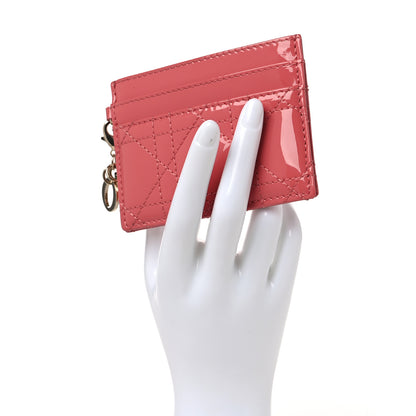 Christian Dior Patent Cannage Lady Dior Five-Slots Card Holder Peach Blossom 2 of 9