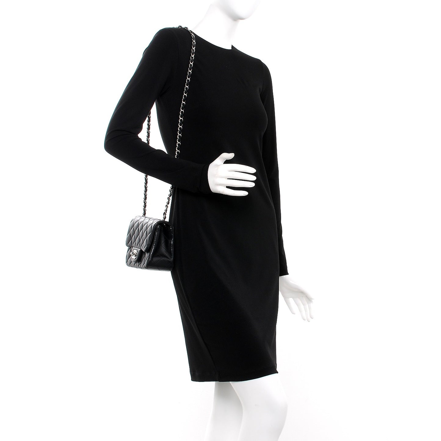 Lambskin Quilted Mini Square Flap Black