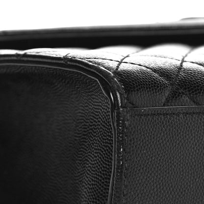 Saint Laurent Grain De Poudre Textured Mixed Matelasse Large Triquilt Monogram Monochrome Satchel Black 5 of 12