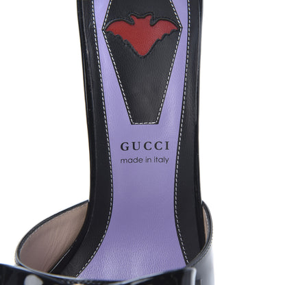 Gucci Patent Crystal GG Bow Sadie Spike Ankle Strap d'Orsay Platform High Heel Pumps 38 Black 6 of 8