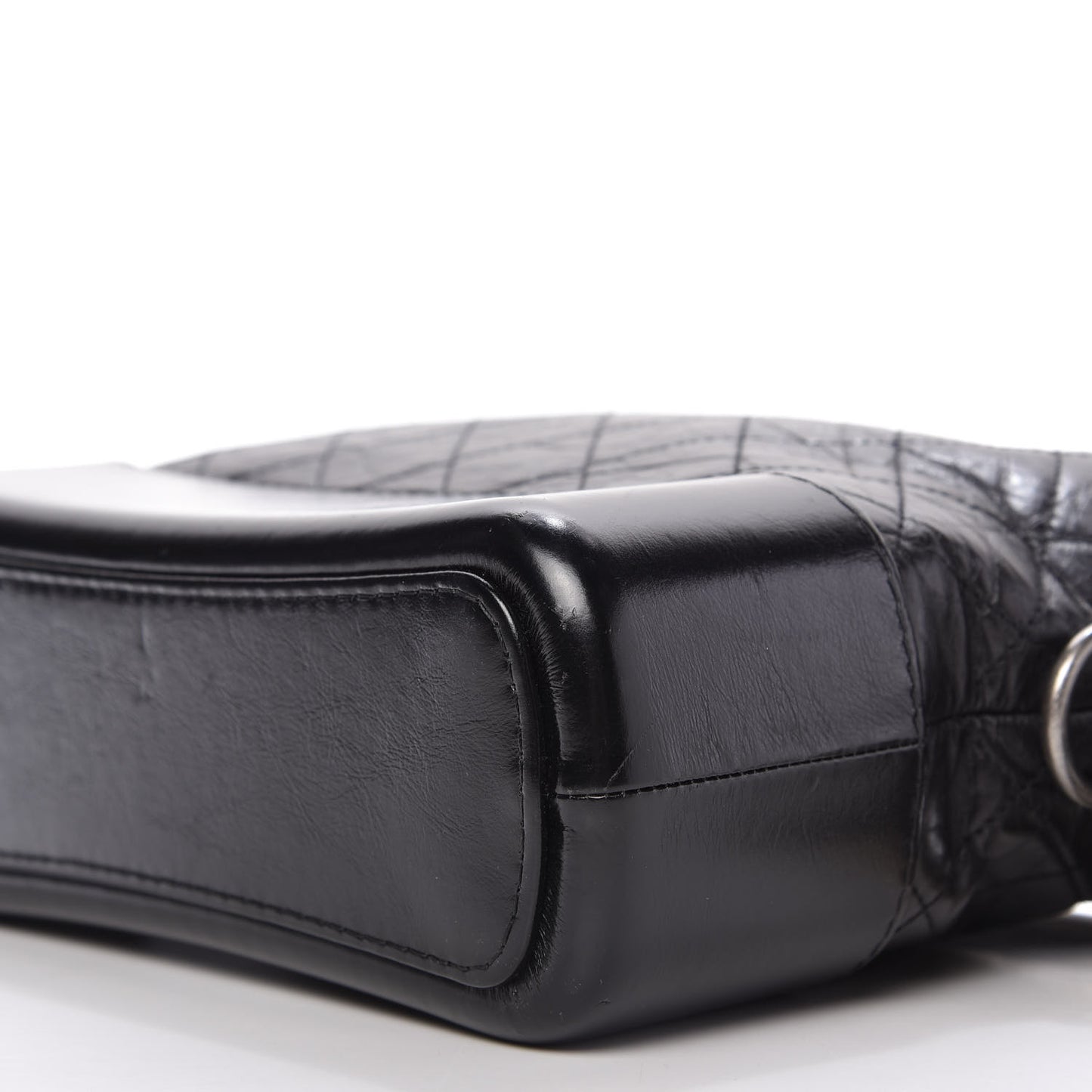 Aged Calfskin Quilted Small Gabrielle Logo Hobo Black