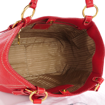 Prada Vitello Daino Hobo Rosso 5 of 9