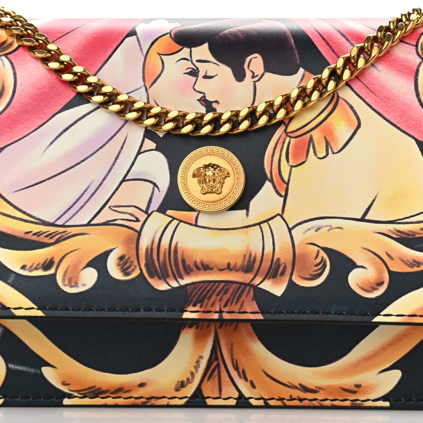 X DISNEY Nappa Cinderella Print Chain Wallet Multicolor