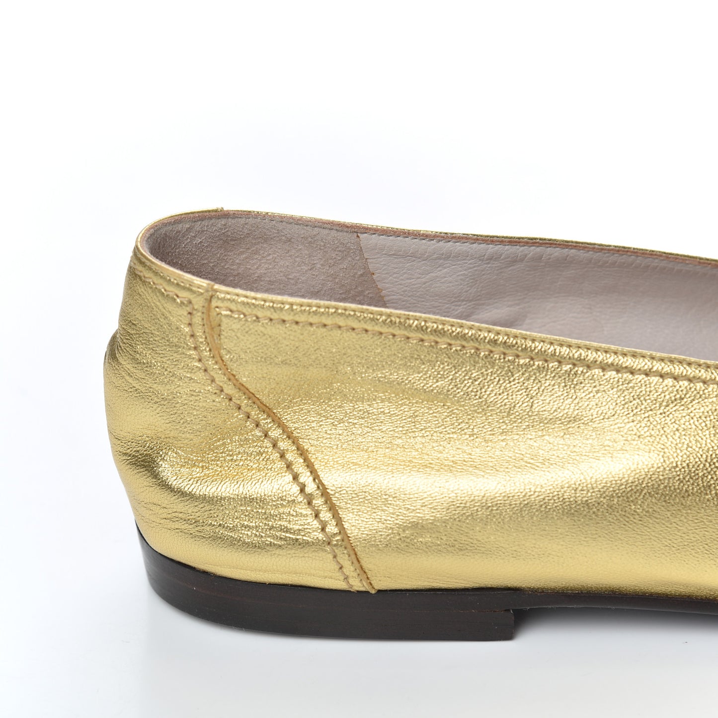 Metallic Lambskin CC Mocassin Loafers 38.5 Gold