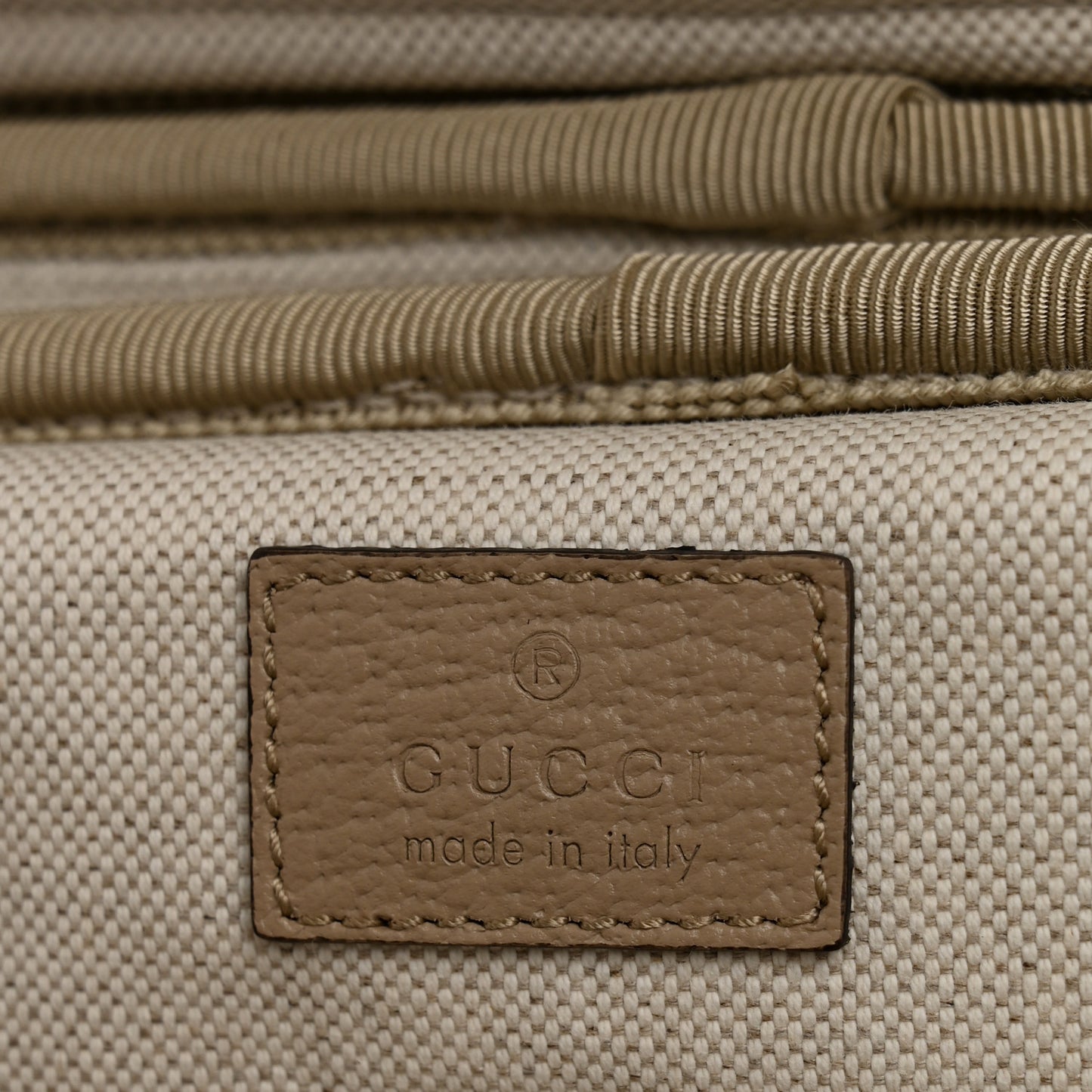 GG Supreme Monogram Textured Dollar Calfskin Web Small Savoy Cabin Trolley Beige Mystic White Oatmeal