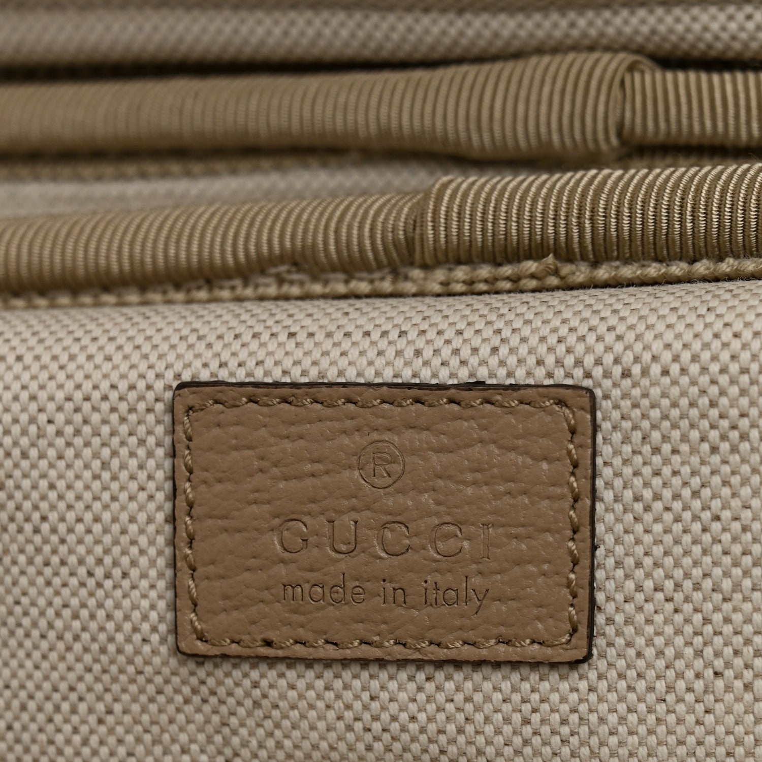 Gucci GG Supreme Monogram Textured Dollar Calfskin Web Small Savoy Cabin Trolley Beige Mystic White Oatmeal 5 of 15