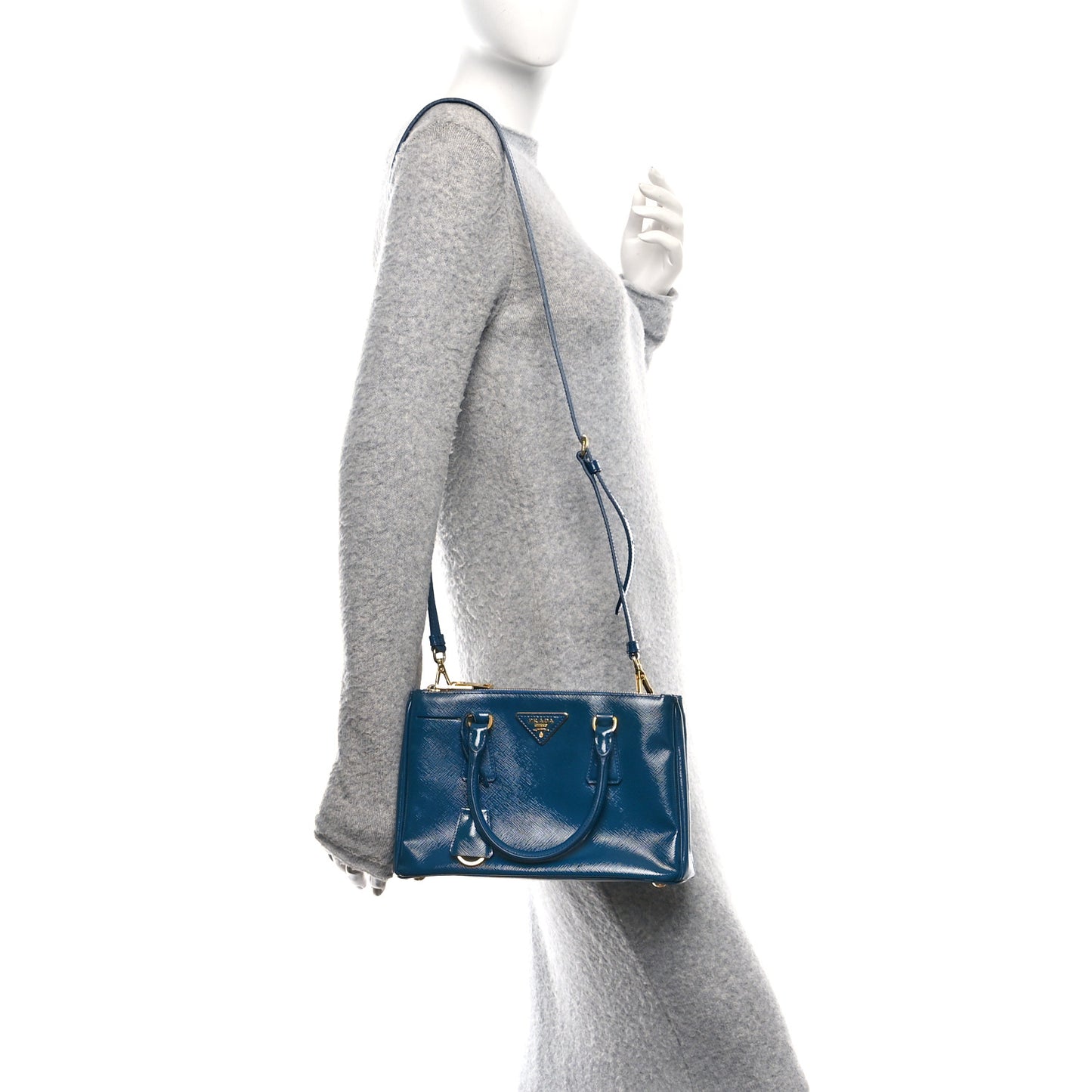 Saffiano Vernice Mini Galleria Double Zip Tote Inchiostro