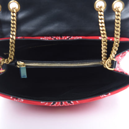 Saint Laurent Canvas Bandana Medium Loulou Chain Satchel Red 5 of 11