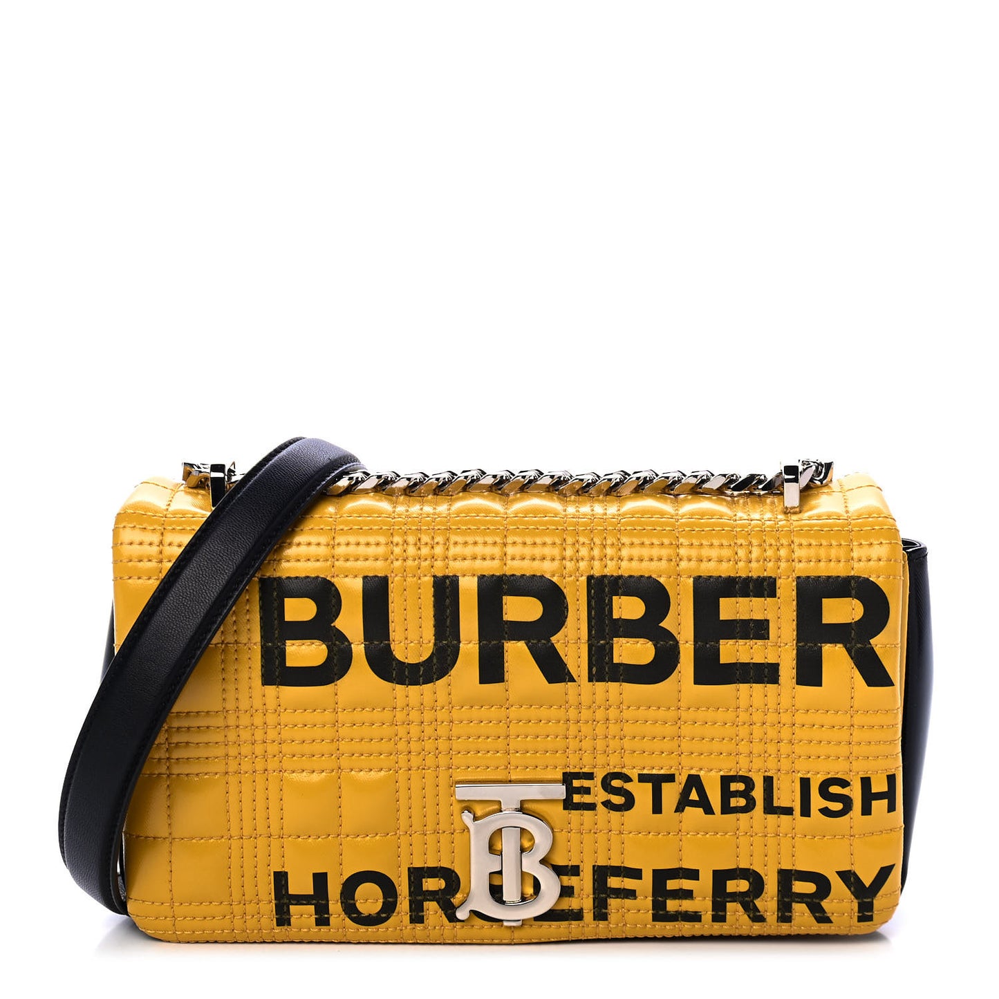 Patent Quilted Horseferry Print Small Lola Bag Yellow