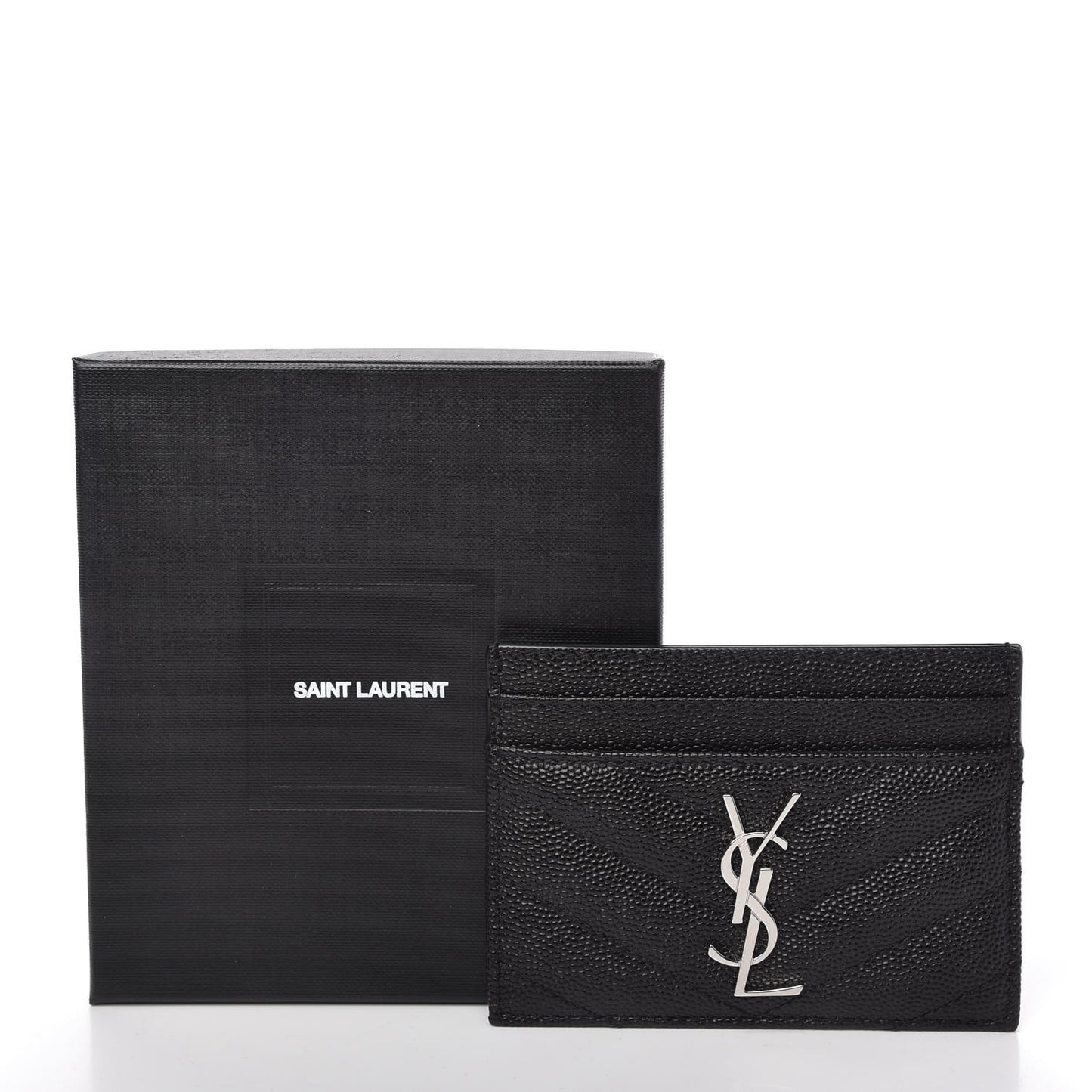 Grain De Poudre Matelasse Chevron Monogram Credit Card Case Black