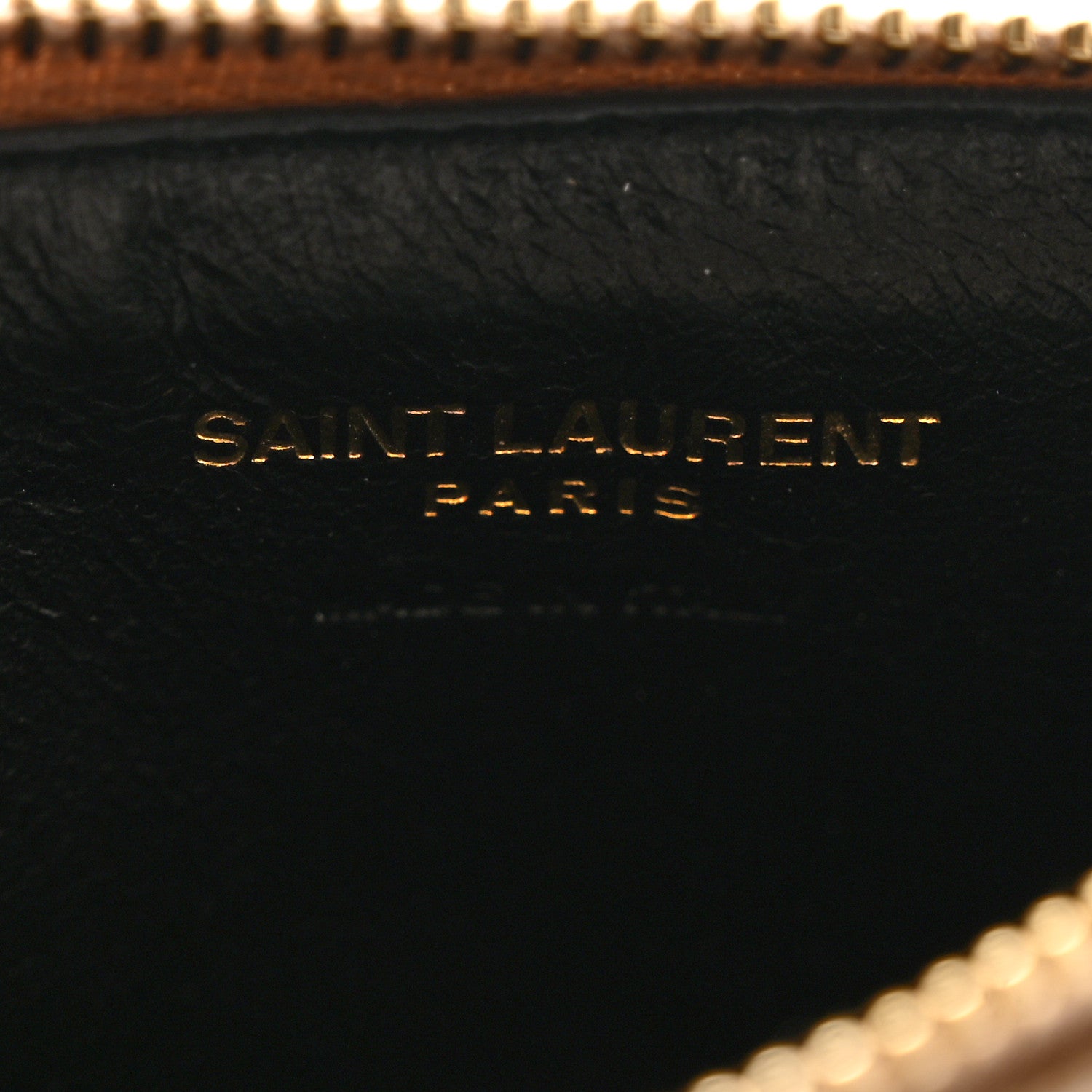 Saint Laurent Grain De Poudre Matelasse Chevron Monogram Fragments Zippered Card Case Deep Beige 7 of 8