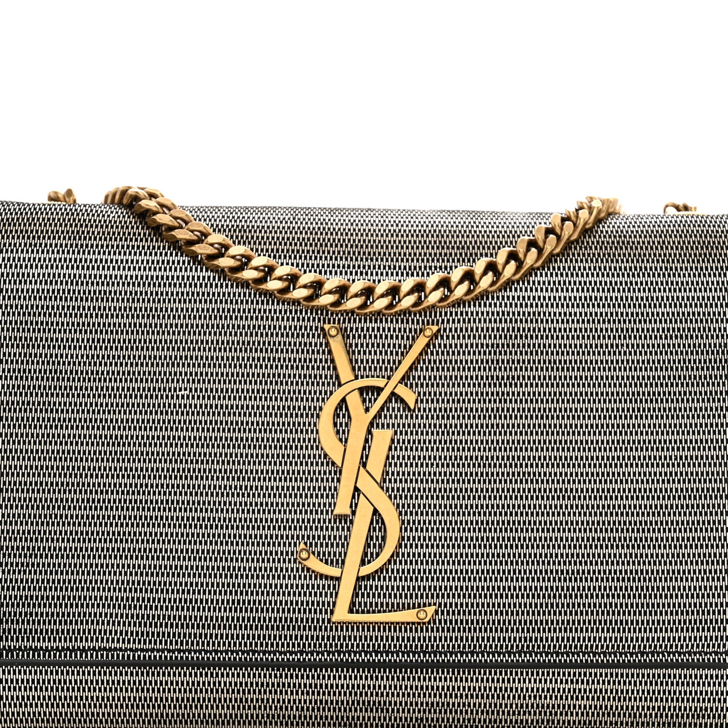 Saint Laurent Metallic Calfskin Small Monogram Kate Satchel Black Argento 5 of 9