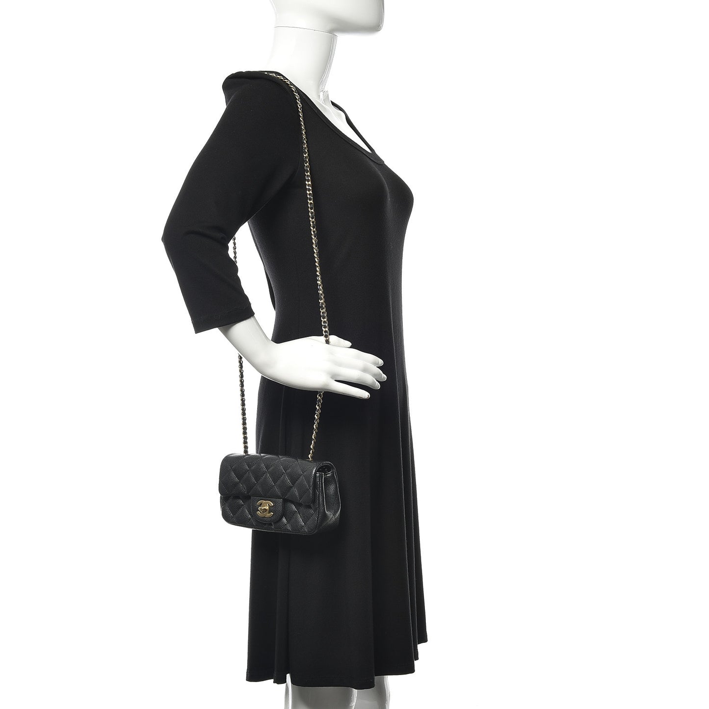 Metallic Caviar Quilted Extra Mini Flap Black