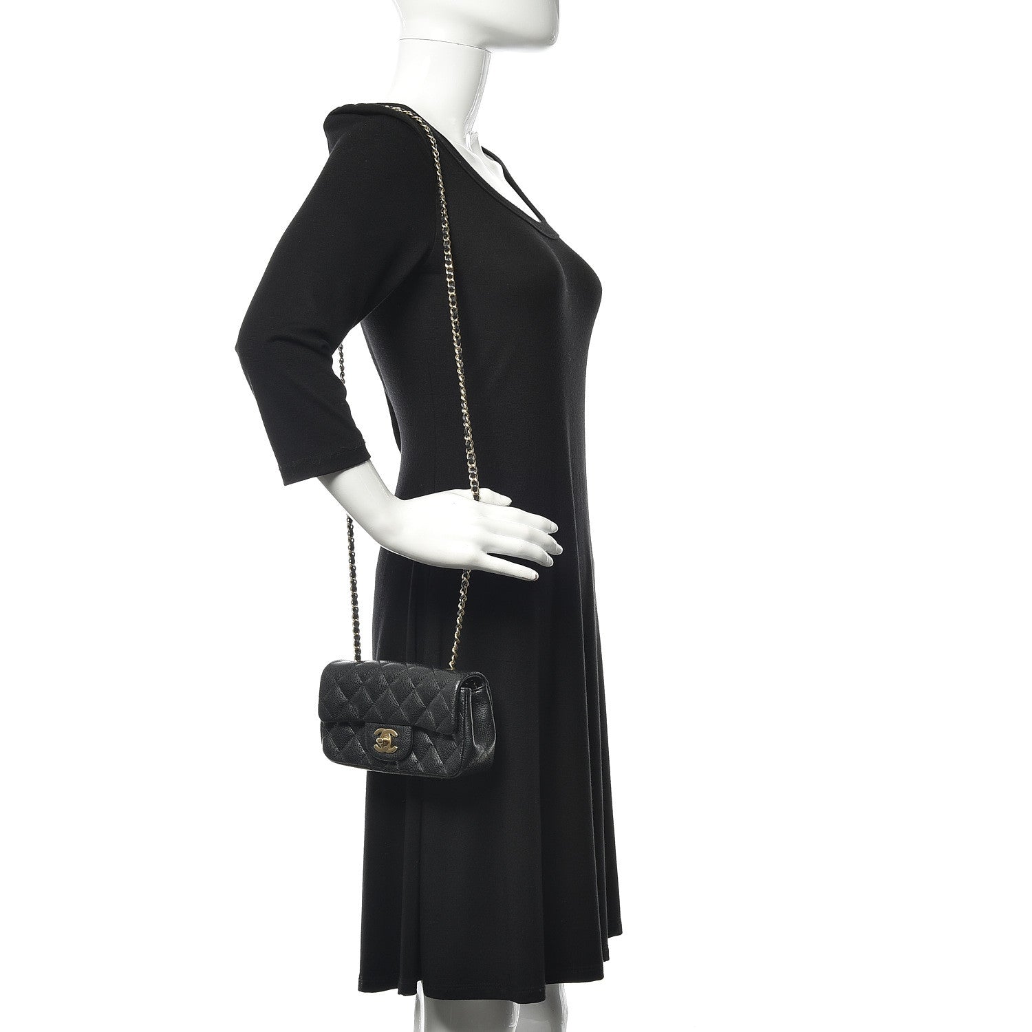 Chanel Metallic Caviar Quilted Extra Mini Flap Black 2 of 12