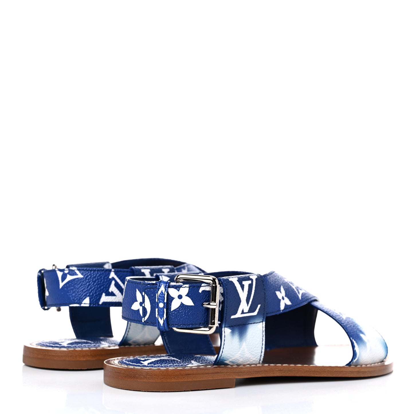 Monogram Escale Palma Flat Sandals 36.5 Blue