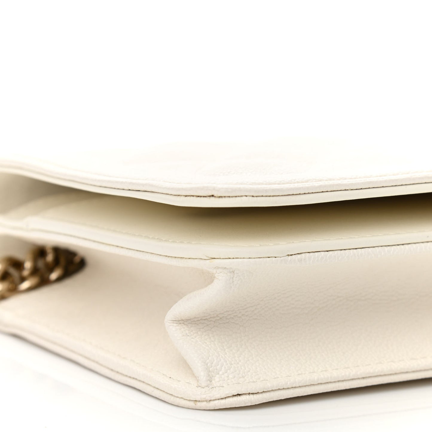 Caviar Quilted Boy Wallet On Chain WOC White