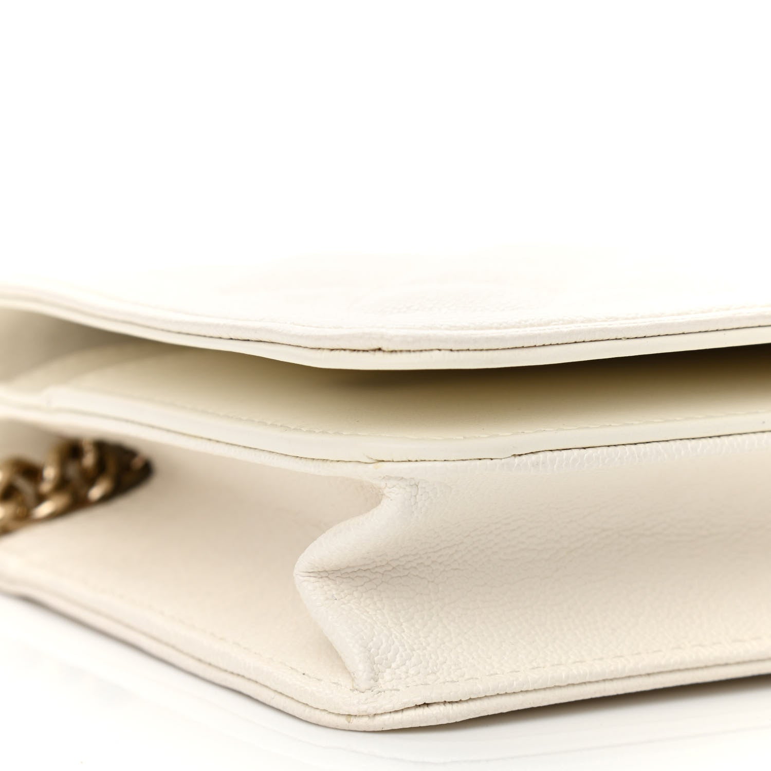 Chanel Caviar Quilted Boy Wallet On Chain WOC White 10 of 12