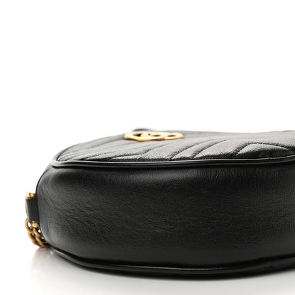Gucci Azalea Calfskin Matelasse Heart Mini GG Marmont Round Shoulder Bag Black 9 of 12